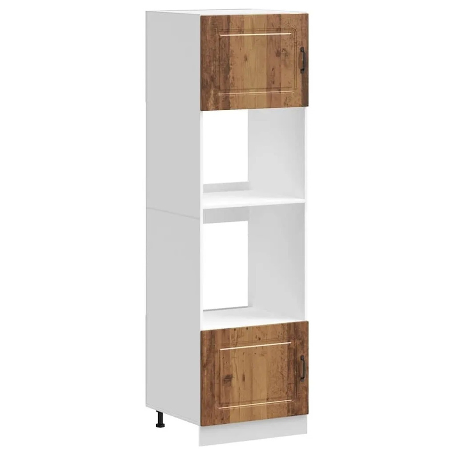 2er-Set vidaXL Herdumbau-Schränke Kalmar in Altholz-Optik, Farbe Braun und Weiß, B/T/H: 60,0 x 57,0 x 207,0 cm - Bild 2