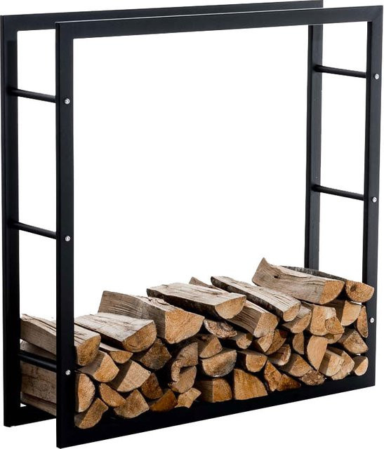 TPFLiving Kaminholzständer Kerry-III aus Metall in Schwarz Matt, B/T/H: 100 x 25 x 100 cm - Bild 1