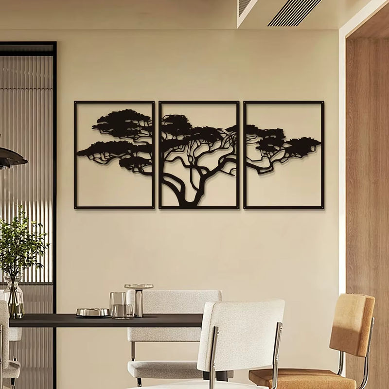 3er-Set CIFBUY Metall-Wanddekoration Baum des Lebens in Schwarz, minimalistische Wandkunst zur Wandmontage - Bild 4