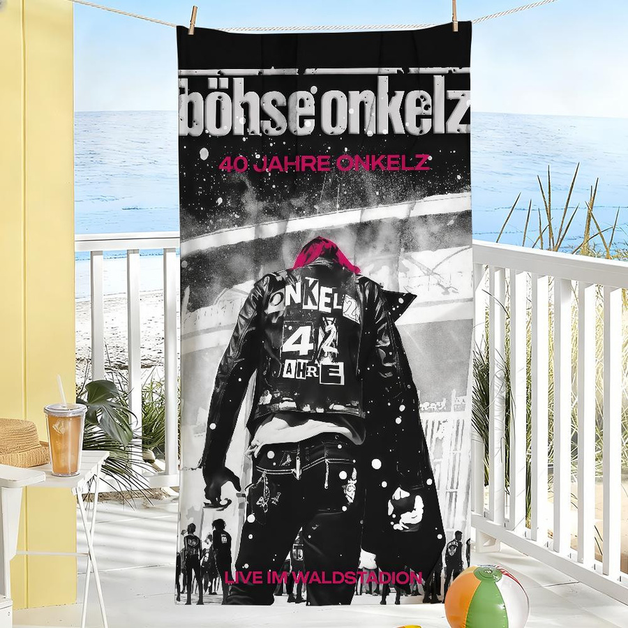 Creative Man Strandhandtuch B-Bohse O-Onkelz-S, schnelltrocknend und sanddicht, weiß und mehrfarbig, B: 75 cm, H: 150 cm - Bild 4