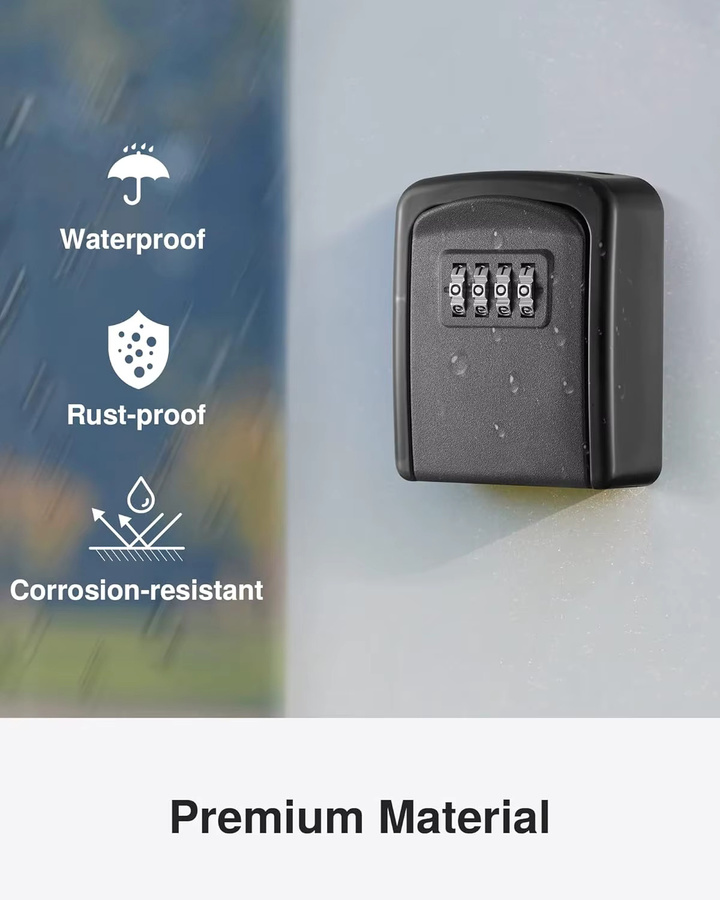 Wasserdichter Schlüsselsafe für den Außenbereich aus Metall mit 4-stelliger Zahlenkombination in Schwarz - Bild 2