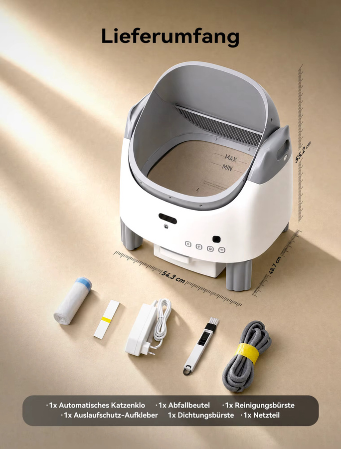 Amicura X1 Max Smarte Automatische Katzentoilette in Weiß – Geräuscharme App-gesteuerte Elektrische Selbstreinigende Katzentoilette mit Geruchsbeseitigung - Bild 7