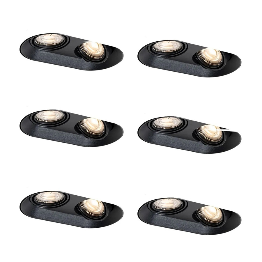 QAZQA Set mit 6 abgerundeten Einbaustrahlern in Schwarz, GU10, Metall und Glas, modern für Wohnzimmer, Küche oder Home Office - Bild 2