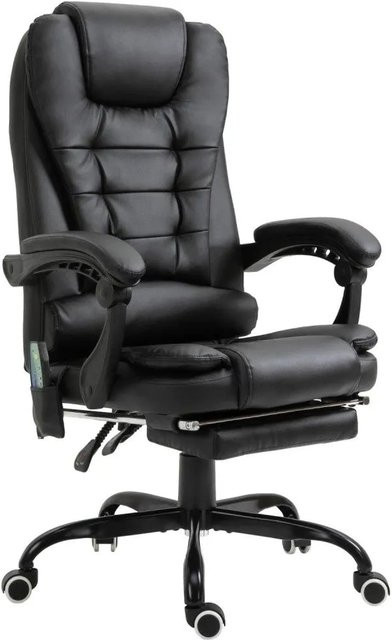 Vinsetto Massagesessel in Schwarz mit integrierter Fußstütze und Armlehnen, B/T/H: 67 x 79 x 111-121 cm - Bild 1