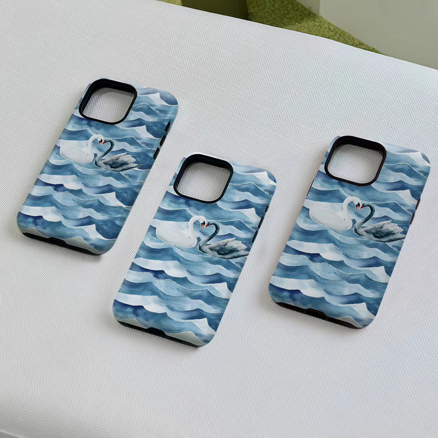 Swan Waves Robuste Doppel-Schicht Handyhülle mit Magnetfunktion für iPhone 17 16 15 14 13 Pro Max Plus in Blau - Bild 4
