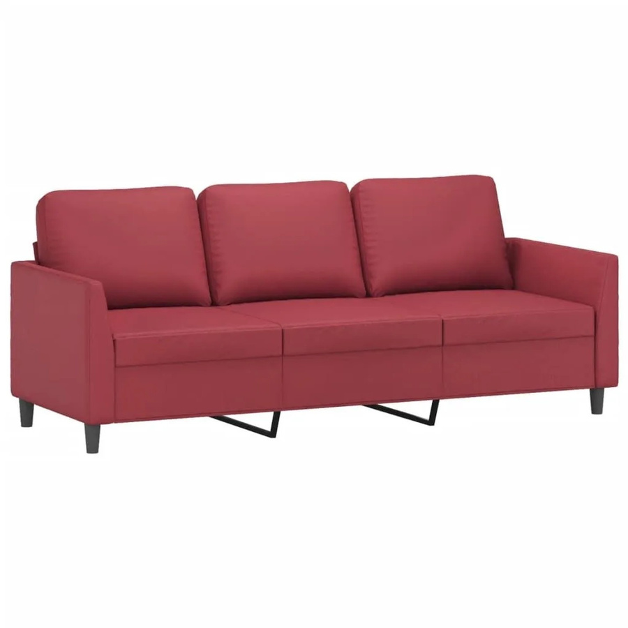 vidaXL 3-Sitzer-Sofa in Weinrot mit Kunstleder und Metallrahmen - Bild 2