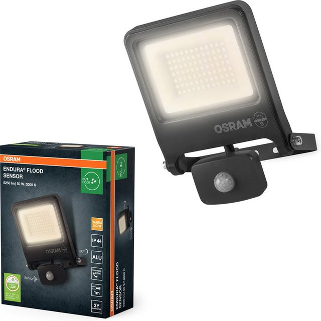 Osram Endura Flood LED-Fluter mit Bewegungserkennung, 50W, 5000 Lumen, 3000K Warmweiß, IP65, Grau - Bild 1