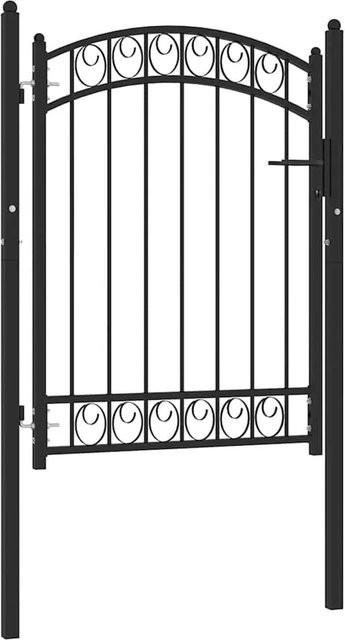 vidaXL Gartentor aus Stahl mit Bogen in Schwarz, B: 102 cm, H: 125 cm - Bild 1