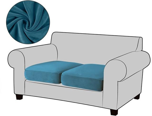 Lellen Samt-Sofa-Sitzbezüge aus elastischem Polyester, weiche Stretch-Couchbezüge zum Möbelschutz, 2er-Set, Breite: 100-125 cm - Bild 1
