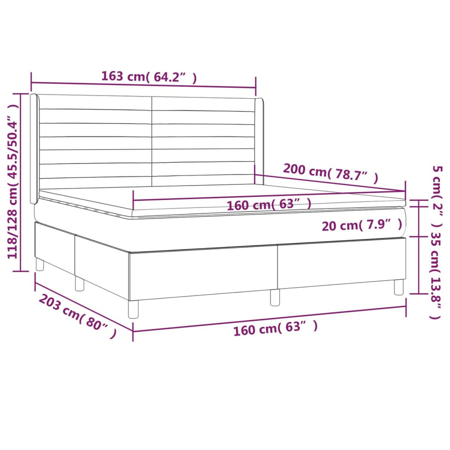 vidaXL Boxspringbett Hybrid mit Matratze und Kopfteil, Dunkelgrau, B/T/H: 160 x 200 cm - Bild 3