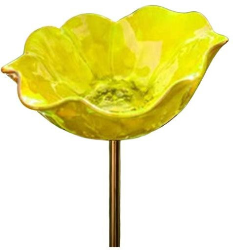 Ethereall Metall Gartenstecker Blume als Bestäuberfreundliche Bienen Tränke und Vogelbad in Gelb - Bild 1