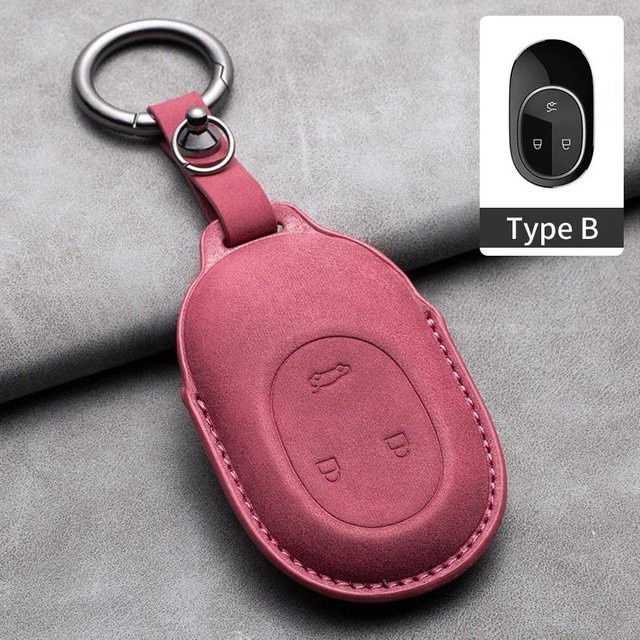 Leder Schlüsselhülle und Schlüsselanhänger für Nio Et7 Et5 Ec6 Es6 Es8 in Pink - Bild 1