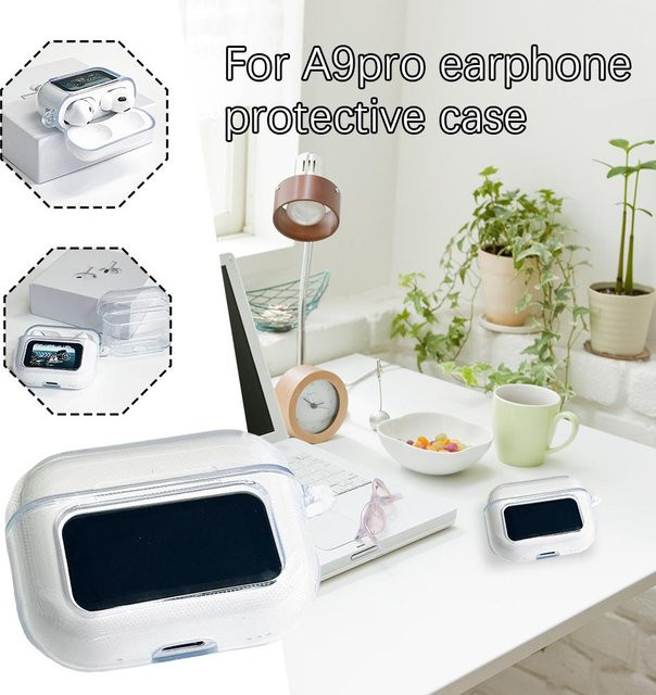 Stoßfeste Silikon Schutzhülle für A9 Pro Bluetooth Kopfhörer in Transparent/Weiß - Bild 1