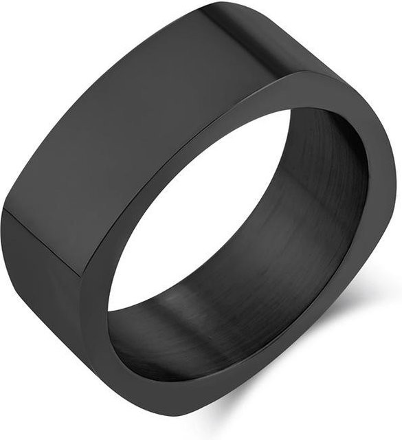YIRAN Jewelry Edelstahlring, quadratisch, Schwarz, Unisex, Größe 8 - Bild 1