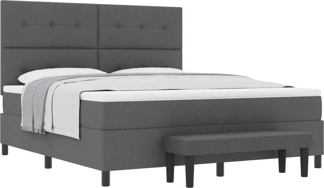 vidaXL Boxspringbett mit Matratze in Grau, Hybrid-Modell aus Stoff, B/T/H: 180 x 200 x 280 cm - Bild 1
