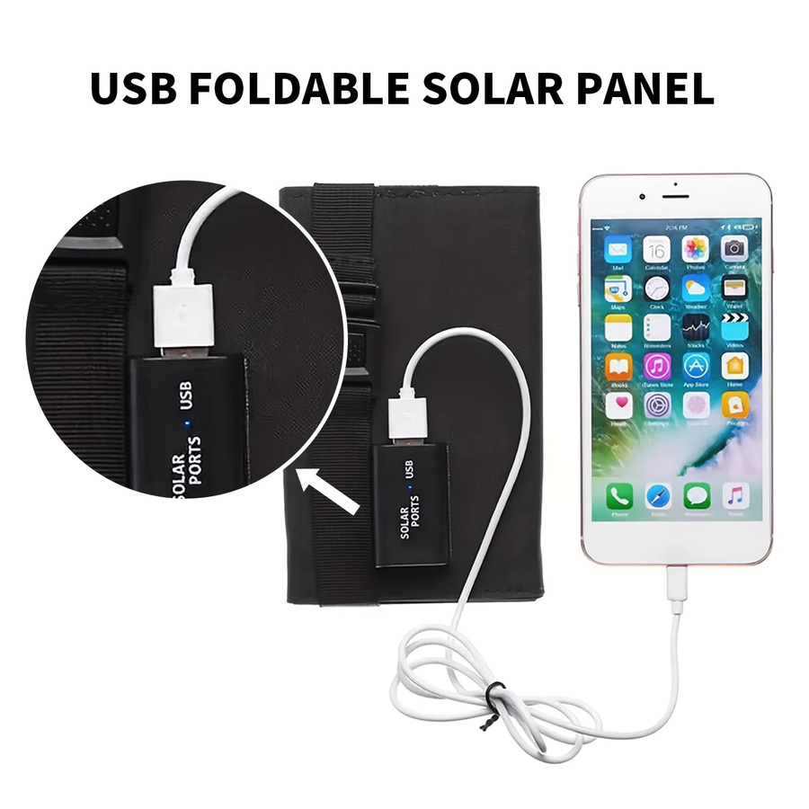 Tragbares faltbares Solarpanel mit USB-C Anschluss in Schwarz zur mobilen Stromversorgung - Bild 4