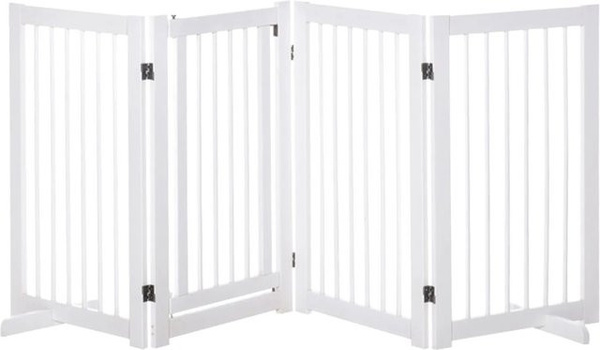 PawHut 4-teiliges Hundegitter aus Kiefernholz, freistehend, weiss oder braun, B/T/H: 36 x 220 x 91 cm