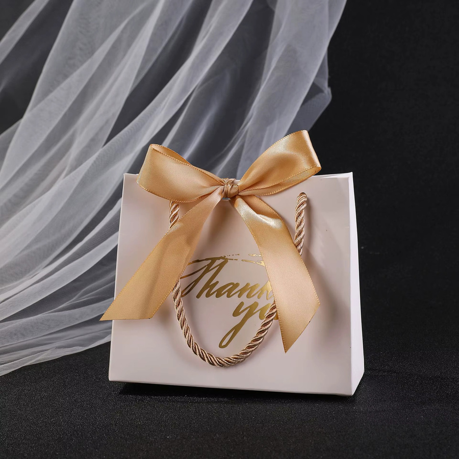 6 Stück wiederverwendbare Dankeschön-Geschenktüten aus Papier in Weiß von TMZ für Hochzeit, Geburtstag und Party - Bild 2