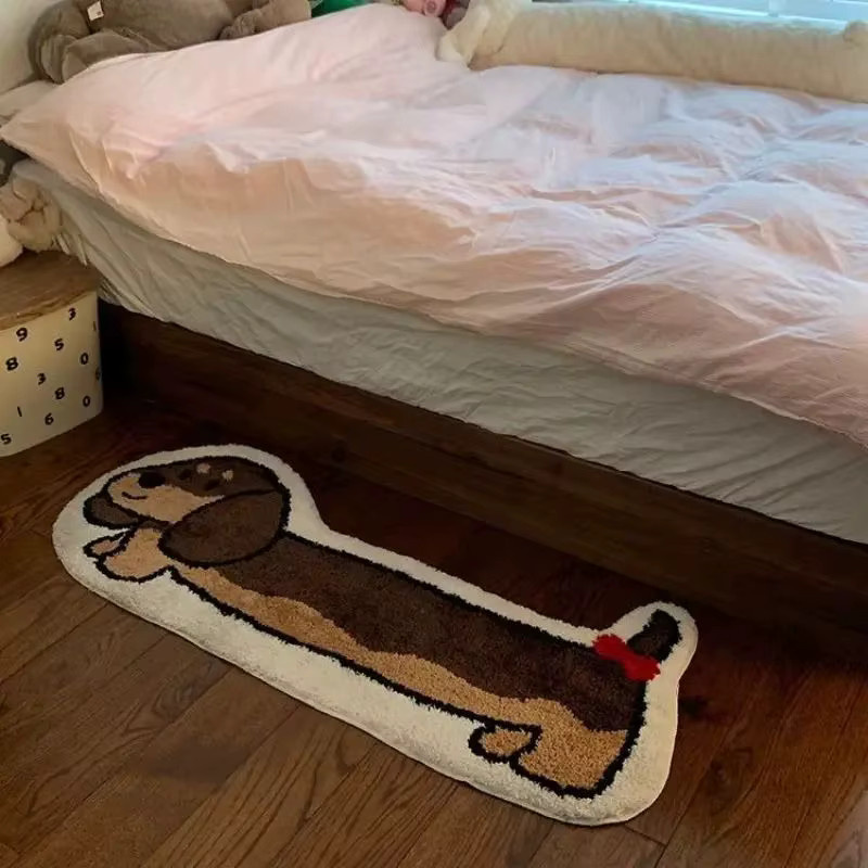 VIKAMA Dackel-Bodenmatte mit Streifen-Design in Multicolour, weiche Teppichmatte für Wohnzimmer und Schlafzimmer, Breite: 120 cm, Tiefe: 40 cm, Höhe: 1,6 cm - Bild 2