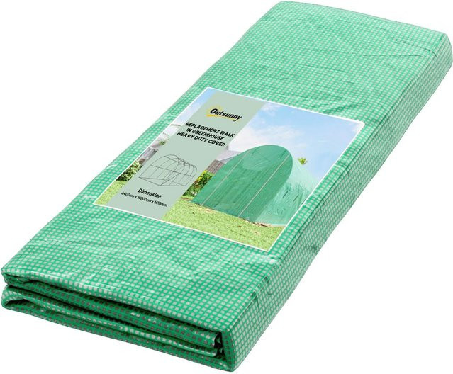 Furnicato Gewächshausfolie aus Polyethylen in Grün mit Tür und 8 Fenstern, B: 400 cm, H: 200 cm, T: 200 cm - Bild 1