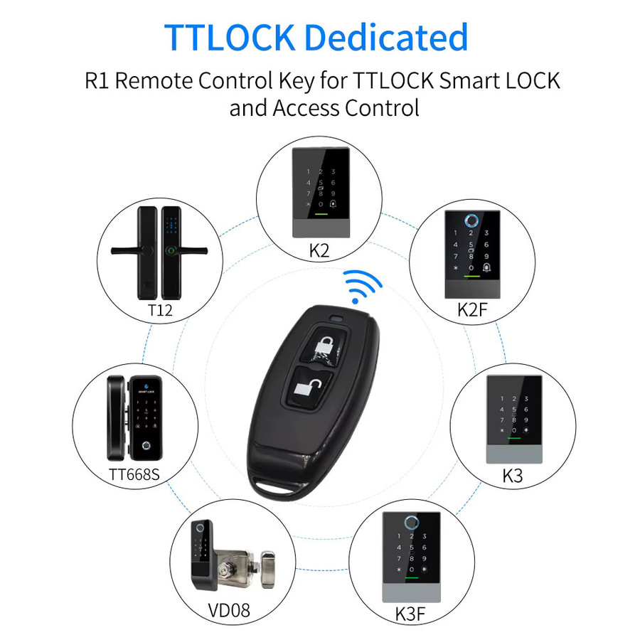TTlock Schlüsselanhänger R1 kabellose Fernbedienung für Smart Lock Türzugangsgeräte mit TTLock App, 2,4 GHz und 868 MHz, Schwarz - Bild 4