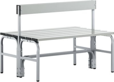 Sypro Umkleidebank mit Rückenteil aus Metall in Weiß-Alu, Breite: 101,5 cm - Bild 1