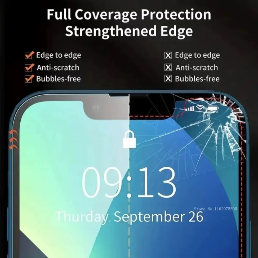 5 Stück Displayschutzfolien aus gehärtetem Glas für iPhone 12 bis iPhone 17 Pro Max mit Black Edge in Schwarz und Transparent - Bild 3
