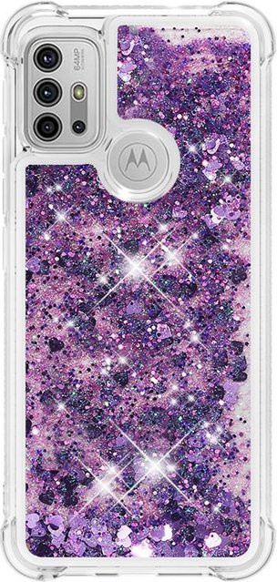 Flüssige Handyhülle für Motorola Moto G30 G20 G10 G Pure Stylus Play E7 Power 2021 mit Glitzer und Treibsand in Transparent Purple - Bild 1