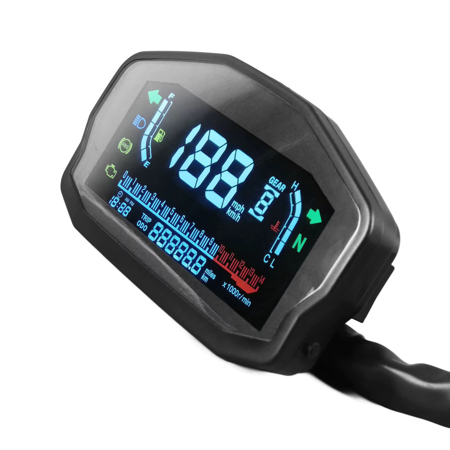 EBTOOLS Digitales Motorrad Tachometer LCD Display mit Wasser-Temperatur- und Ölstand-Anzeige in Schwarz - Bild 3