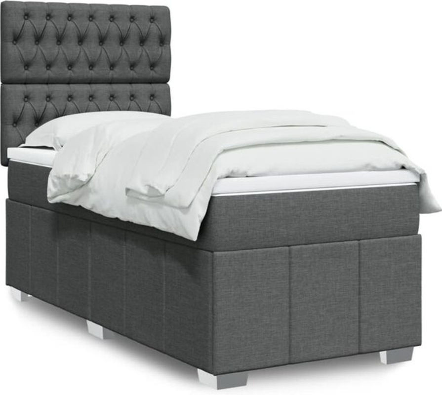 Boxspringbett mit Matratze von vidaxl in Dunkelgrau, B/T/H: 200 x 100 x 140,5 cm, Stoffbezug - Bild 1