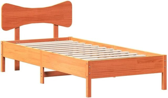vidaXL Massivholzbett aus Kiefernholz in Wachsbraun mit rustikaler Optik ohne Matratze B/T/H: 90 x 190 cm - Bild 1