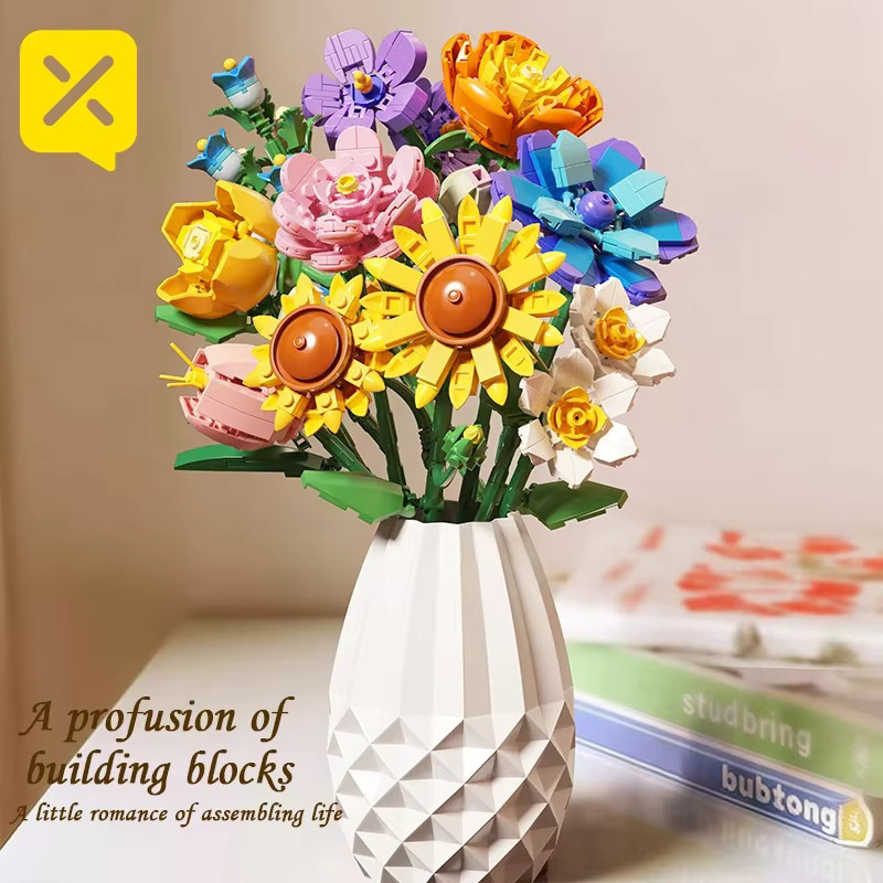 TOYLINX Sonnenblume Blume Bausteine, 843 Teile - Bild 1