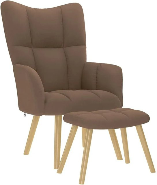 vidaXL Relaxsessel mit Hocker in Braun aus Stoff und Schaumstoff - Bild 1