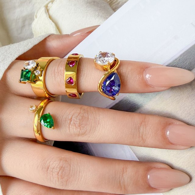OBEAR Ring 18K vergoldeter Edelstahl, Zirkonia, Damen - Bild 1