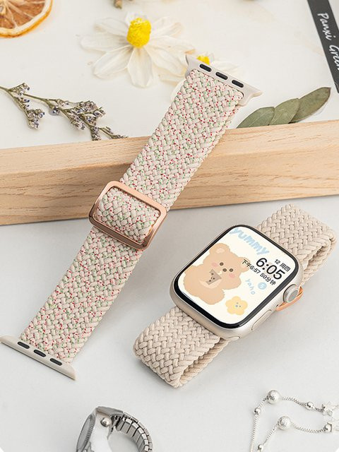Armband für Apple Watch, geflochtenes Solo Loop, Textil, Weiß, Unisex - Bild 1