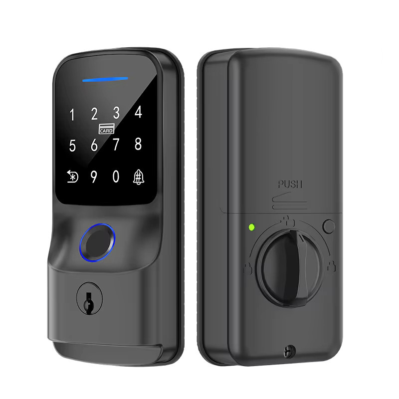 Tuya Smart Türschloss in Schwarz mit Fingerabdruck, Passwort, RFID-Karte und App-Steuerung via BLE WiFi - Bild 2