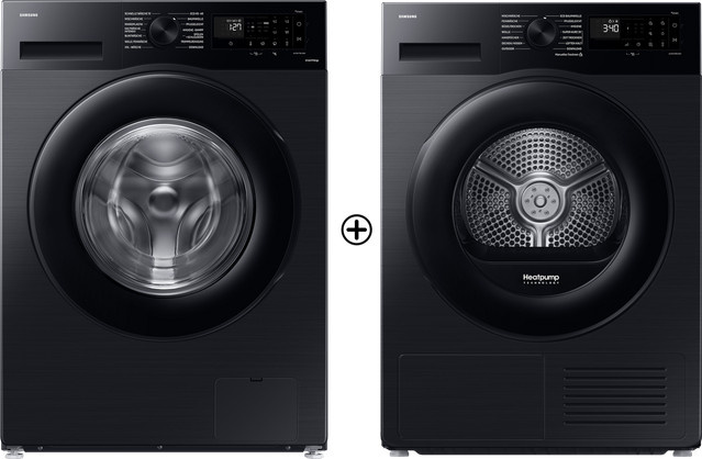 Samsung Waschmaschinen-Trockner-Set StiWa in Black mit Wärmepumpentechnologie, Freistehend, Frontlader, B/T/H: 60 x 60 x 85 cm - Bild 1