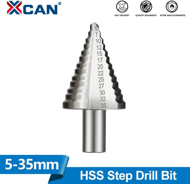 XCAN HSS-Stufenbohrer mit gerader Nut für Metall und Holz, Silber, 5–35 mm - Bild 1