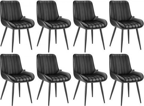VEVOR Set aus 8 modernen Esszimmerstühlen mit Polsterung aus Stoff und Metallbeinen in Schwarz - Bild 1