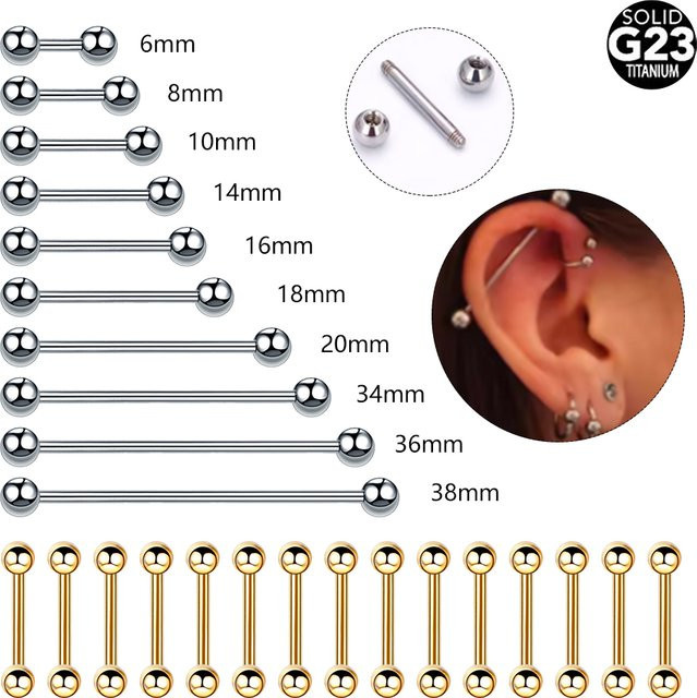 Xpircn Piercing Barbell Ring, Titan, Silber, Unisex, 6-38mm - Bild 1