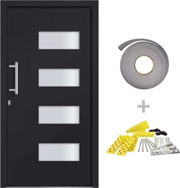 vidaXL Haustür aus Aluminium und PVC in Anthrazit, modern, B: 100 cm, H: 200 cm - Bild 1