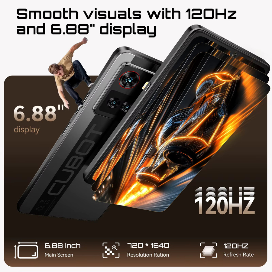 Cubot X100 5G Smartphone in Schwarz mit Android 15, 6,88 Zoll 120 Hz Display, Dimensity 7025, 16 GB RAM, 256 GB ROM und 64 MP Kamera - Bild 5