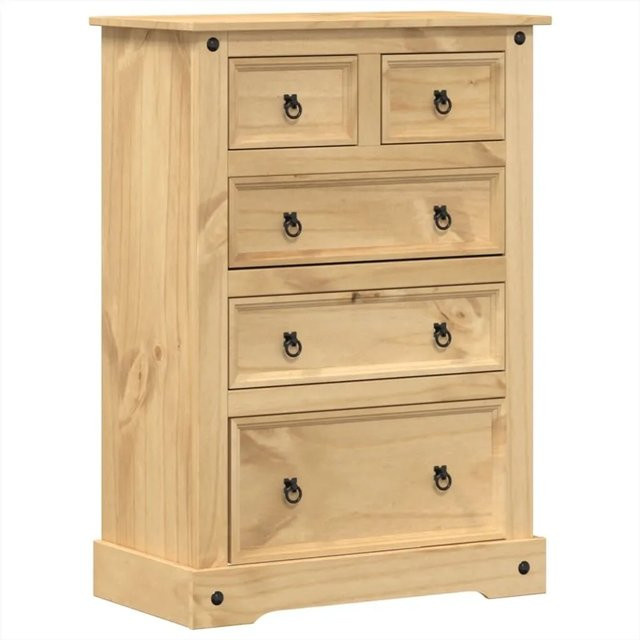 vidaXL Kommode Corona aus Kiefer-Massivholz in Braun, rustikal, B/T/H: 80 x 43 x 114 cm - Bild 1