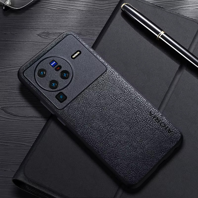 Luxus Leder Business Schutzhülle für Vivo X80 Pro 5G, X60 Pro 5G und X50 Pro 5G in Braun - Bild 1