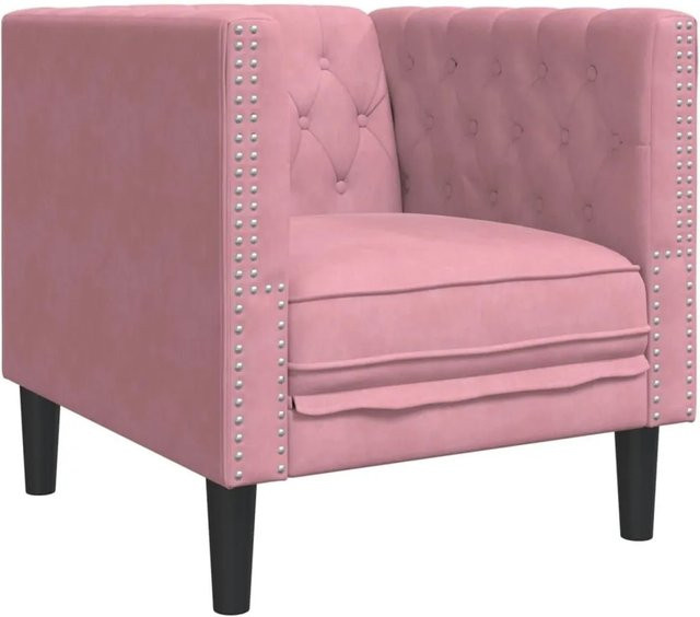 vidaXL Chesterfield-Sessel aus rosa Samt mit Armlehnen - Bild 1