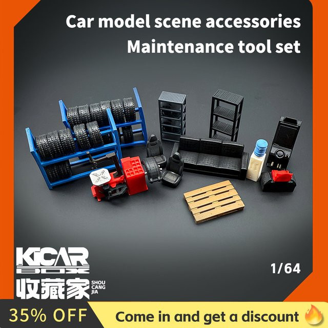 Kicarmod Automobil-Reparaturwerkstatt, Druckguss-Modellauto, Maßstab 1:64 - Bild 1