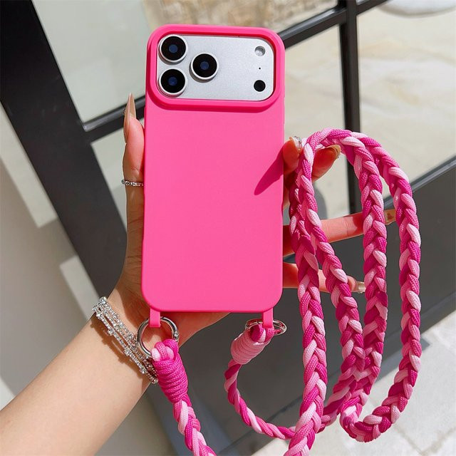 Crossbody Candy Color Silikon Handyhülle für iPhone 17 Air 16 15 14 13 12 11 Pro Max X XR XS in Purple - Bild 1