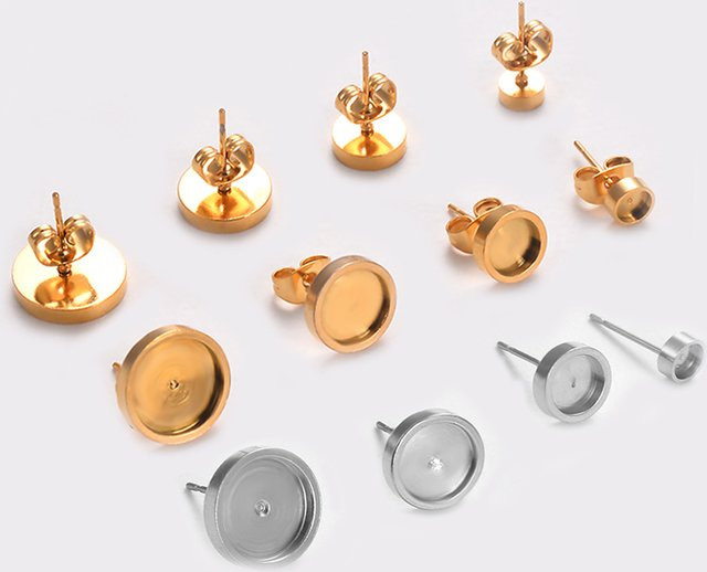 Ohrstecker Edelstahl, 4 mm bis 10 mm, für Schmuckherstellung - Bild 1