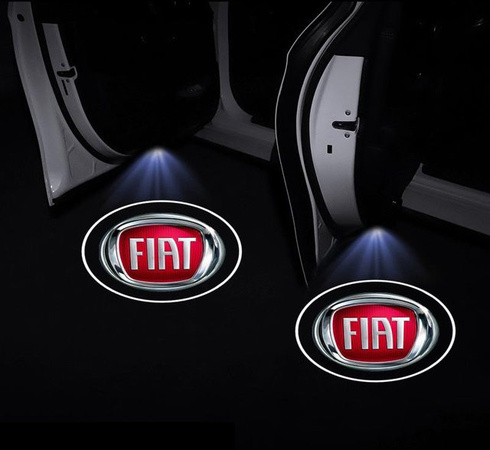 2er Set Abbas Logo Emblem LED Willkommenslicht Projektor Lampe für Fiat in Schwarz und Rot