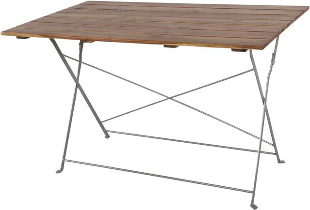 LEX Klappbarer Gartentisch aus Akazienholz und Stahl in Braun, B/T: 120 x 70 cm - Bild 1